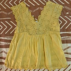 Lucky Brand Yellow eyelet tank